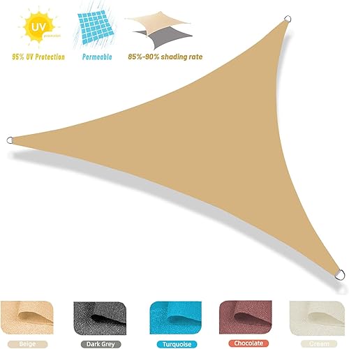 Miniatura 7 de COOLBOYS Toldo tipo vela triangular de 12 x 12 x 12 pies, con bloqueo UV, para exteriores, patio, césped, jardín, cochera, terraza, pérgola