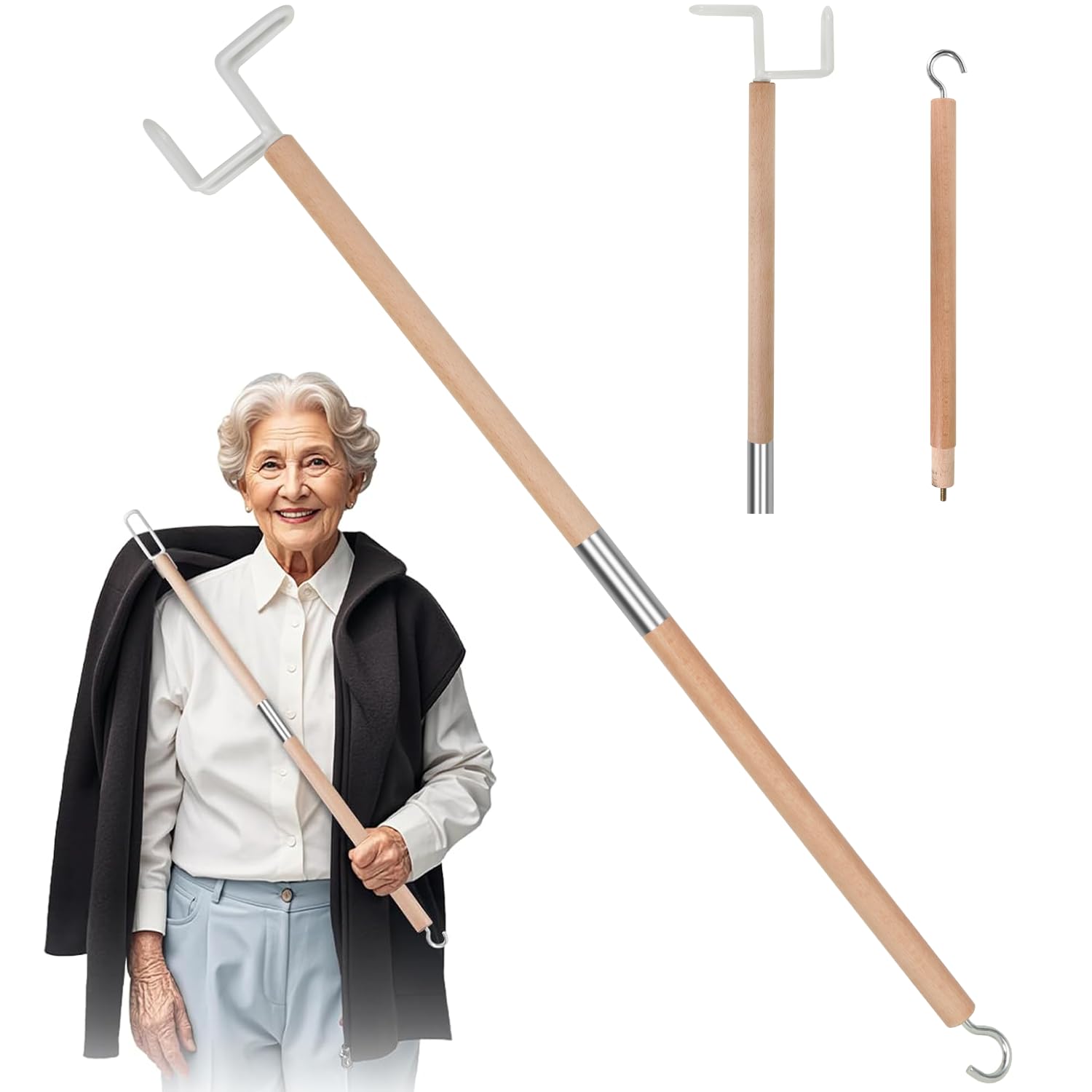 27.2"Dressing Stick,Long Handle Dressing Aid Stick for Elderly and Hip Surgery,Daily Dressing Aid for Pants, Shirts and Sock
