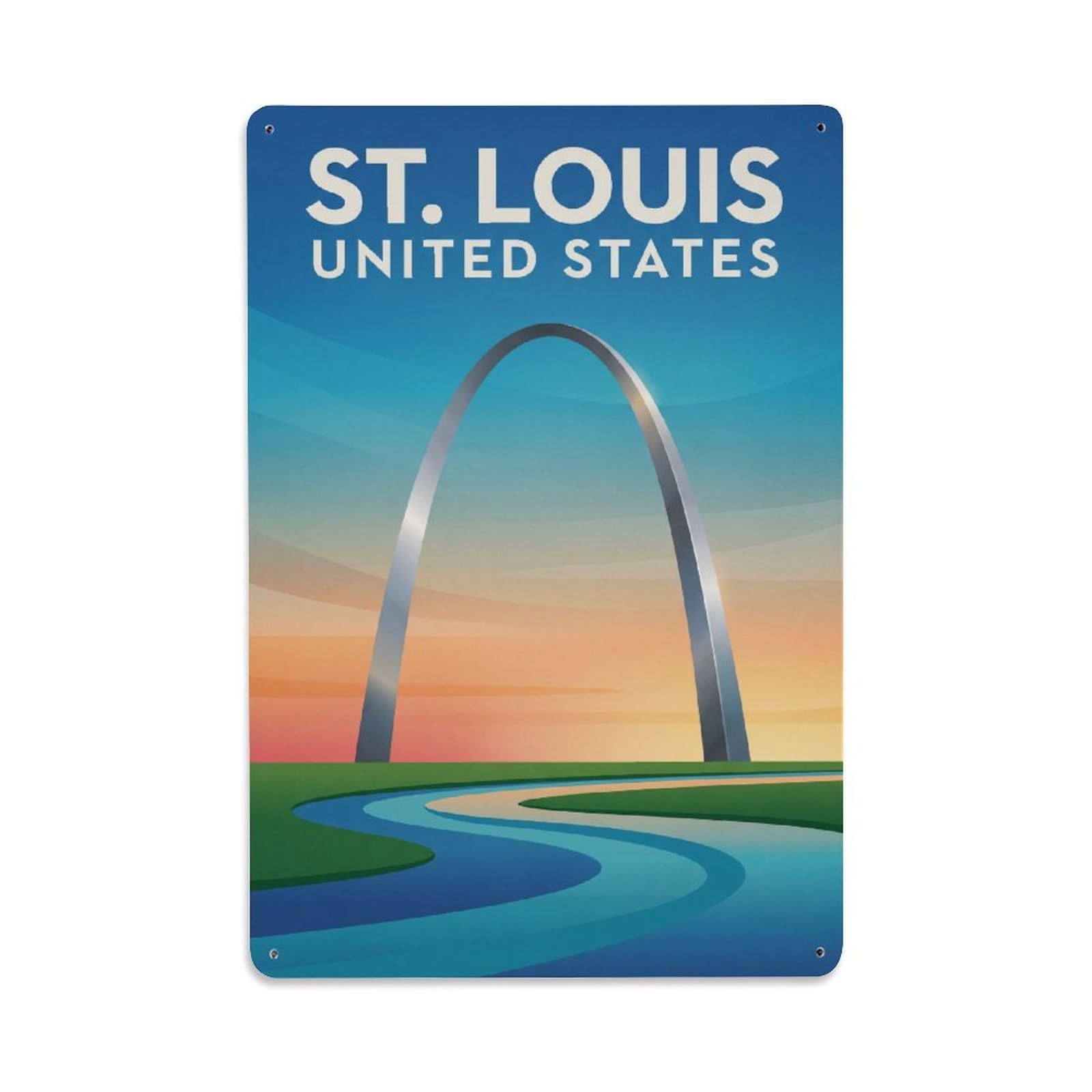 Xanthor Style Vintage Travel United States St Louis Metal Tin Sign