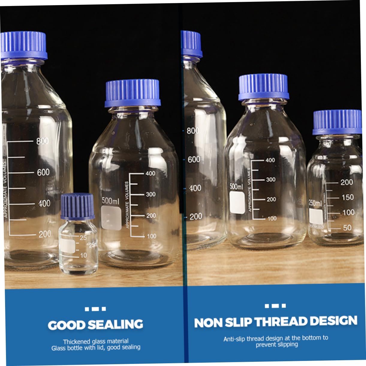 VALICLUD Glasreagenzflasche 500ml mit Schraubverschluss für Labor