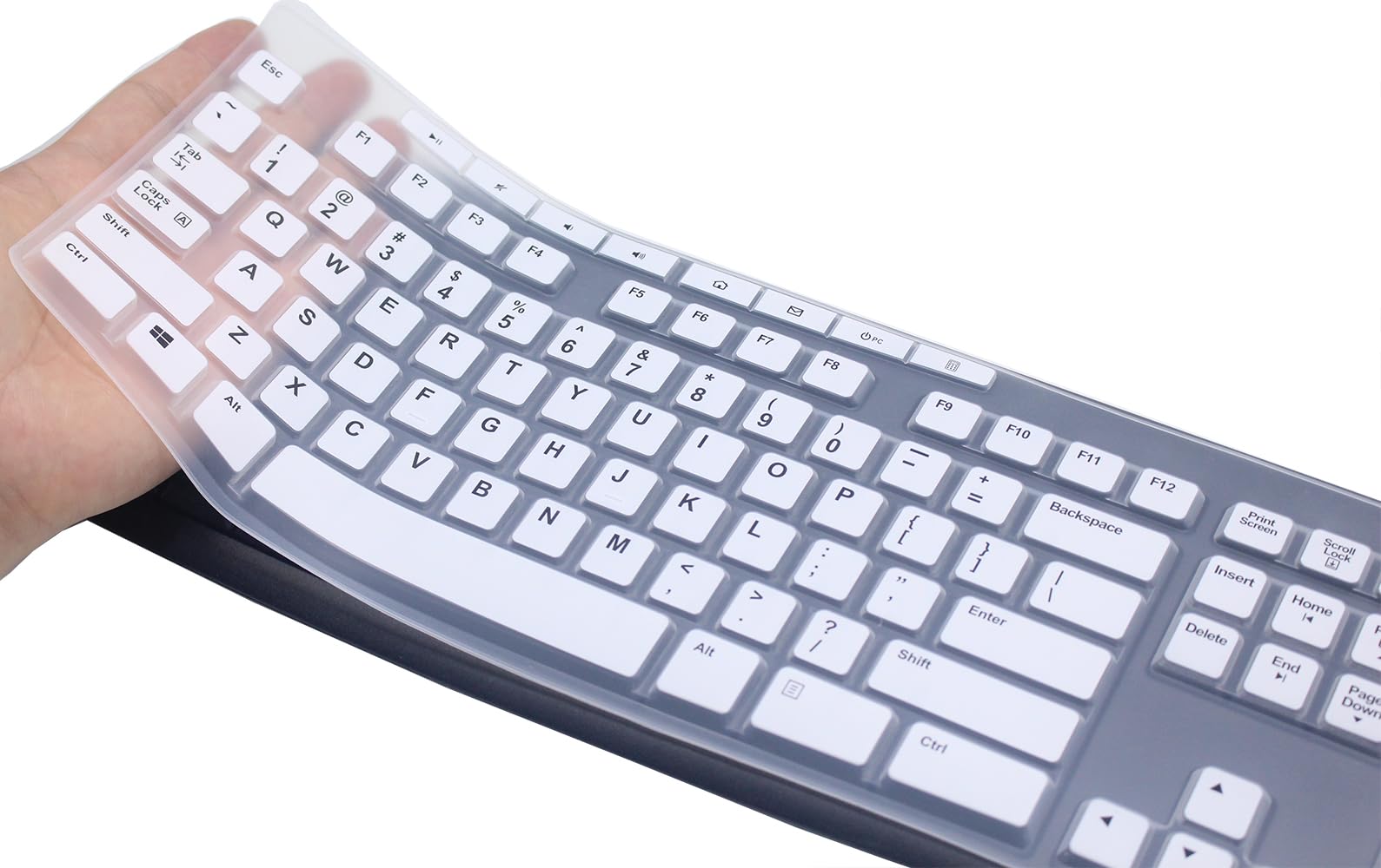 Ultra Thin Desktop PC Silicone Keyboard Cover Skin Protector Compatible for Logitech MK295 MK275 MK270 Wireless Keyboard, Logitech K200 K260 K270 MK200 MK260 Keyboard (White)