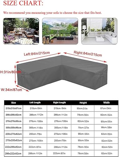 Miniatura 9 de UCARE - Fundas para muebles de sofá esquinero de ratán para patio, tela 420D, impermeable, en forma de V, protector seccional para muebles de jardín