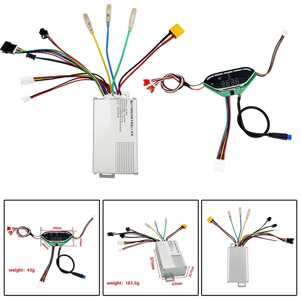 Elektroroller-Display-Controller-Set, 36 V, 350 W, 17 A, für E9T, Messgerät und Controller aus Aluminiumlegierung mit weißer Oberfläche, kompatibler Ersatz für beschädigte Einheiten