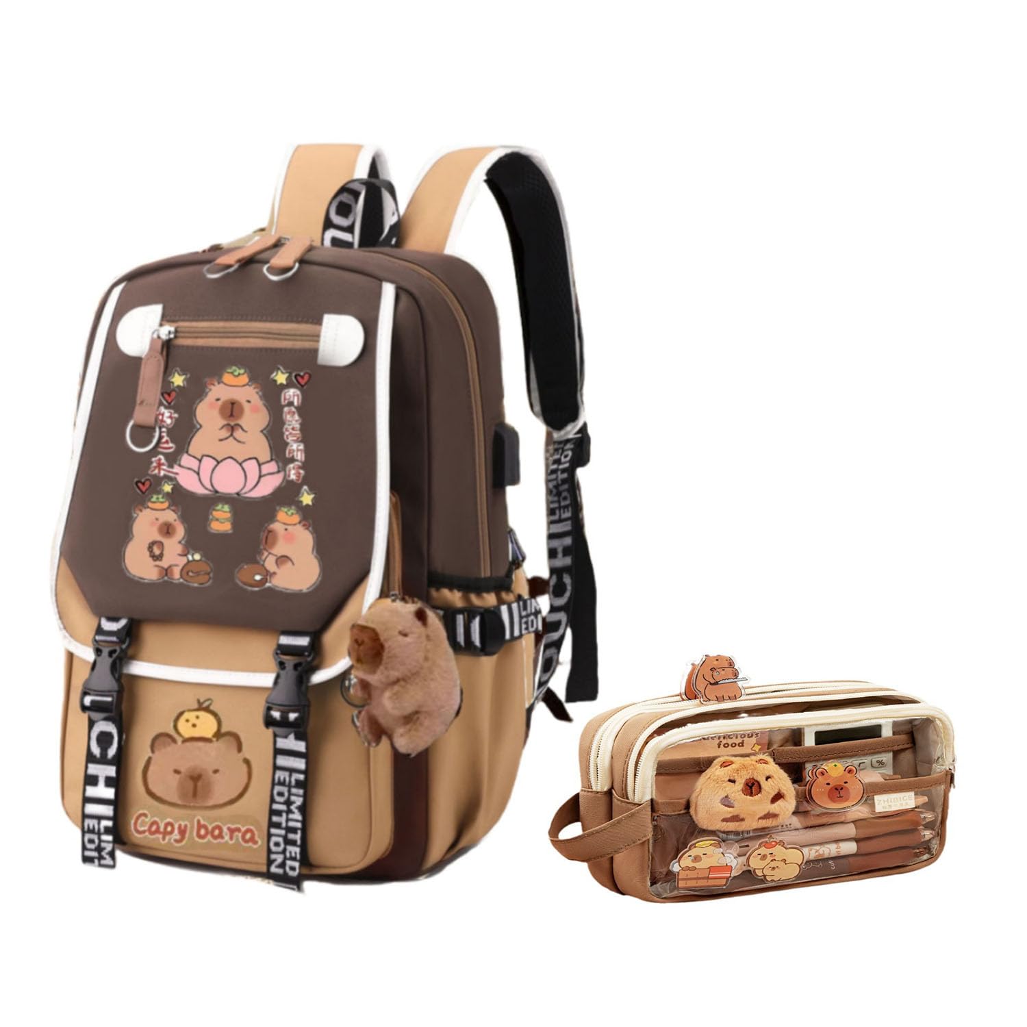 OptiPlay Sac à Dos Capybara, Sac Scolaire Capybara,Sac Capybara, Sac à Dos Peluche Mignon Capybaba, Sac à Dos Scolaire Capybara, Capybara Coup Le Sac D 'école, pour Les Enfants Des Garçons (A