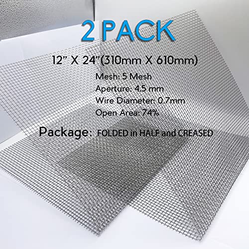 2pack 304 pretty sturdy 12 x 24310mm x 610mm 5 mesh wire mesh screen stainless screen mesh screen never rust hard and heat resisting wire mesh used for many projects by valchoose
