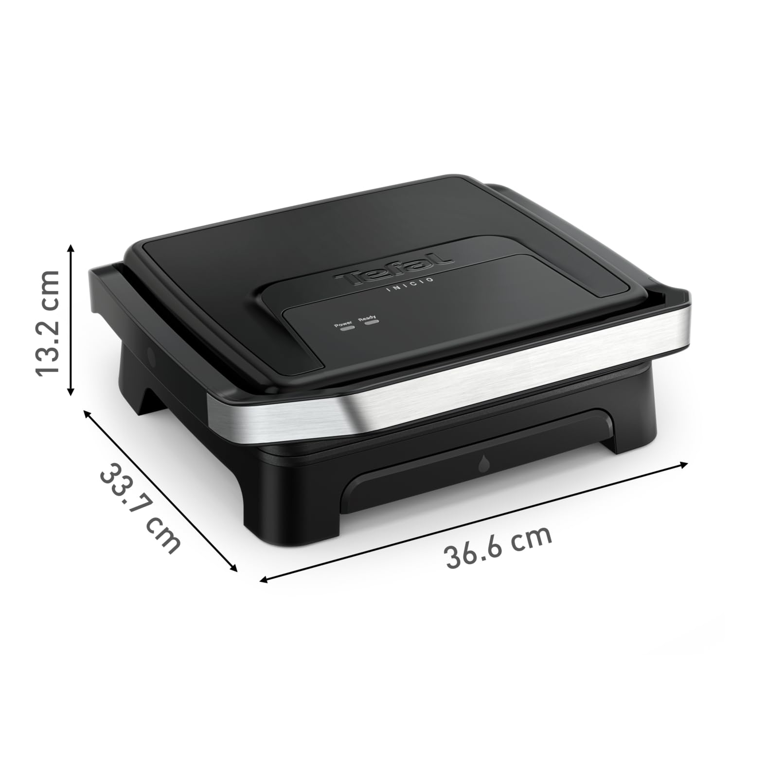 Tefal Inicio Classic GC271810 - Parrilla 2 en 1 de contacto y para paniniga, 2000 W, diseño compacto, carcasa de acero inoxidable, bandeja colectora de zumo, placas antiadherentes, color negro