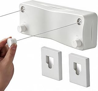 Anti-Sag Retractable Clothesline 40LB Capacity - 201in Stainless Steel Laundry Line for Indoor Outdoor, Wall Mounted Space Saving Easy Install (White, Double Lines)