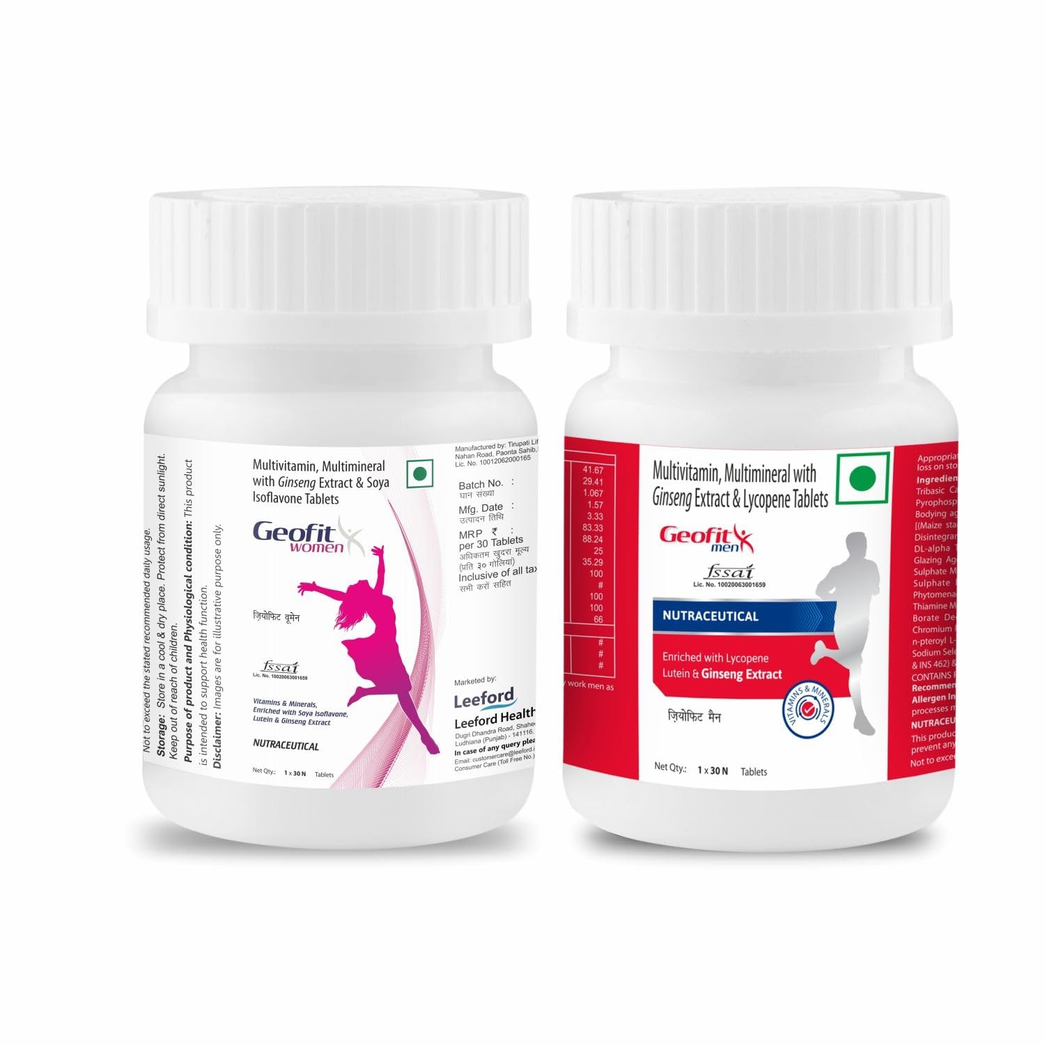 Geofit Multivitamin & Multimineral for Men & Women (Combo Pack) | With Ginseng, Probiotics, Zinc, Vitamin C, D3, E, A, K & B-Complex | Daily Supplement for Energy, Immunity, Stamina, Gut, Heart, Bone & Muscle Health – 60 Tablets