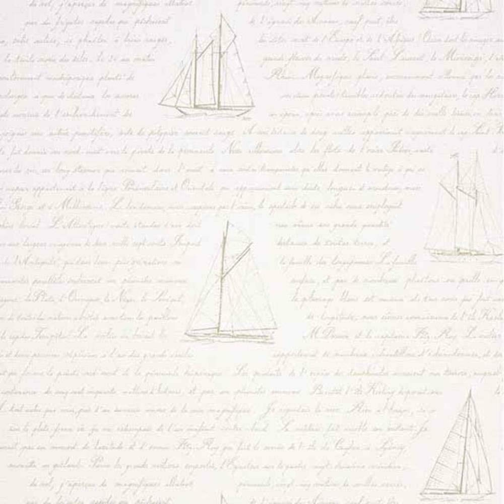 Papier peint beige Casadeco So Blanc 2 Bateau fond d'écran écriture salon