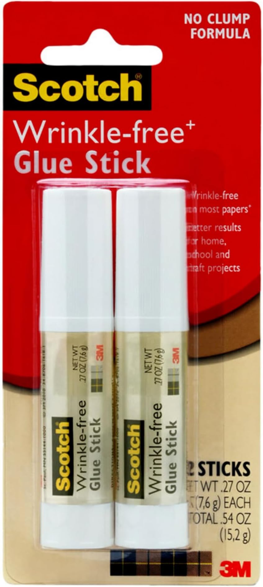 Wrinkle-Free Glue Sticks, 2 Pack, .27 oz Each