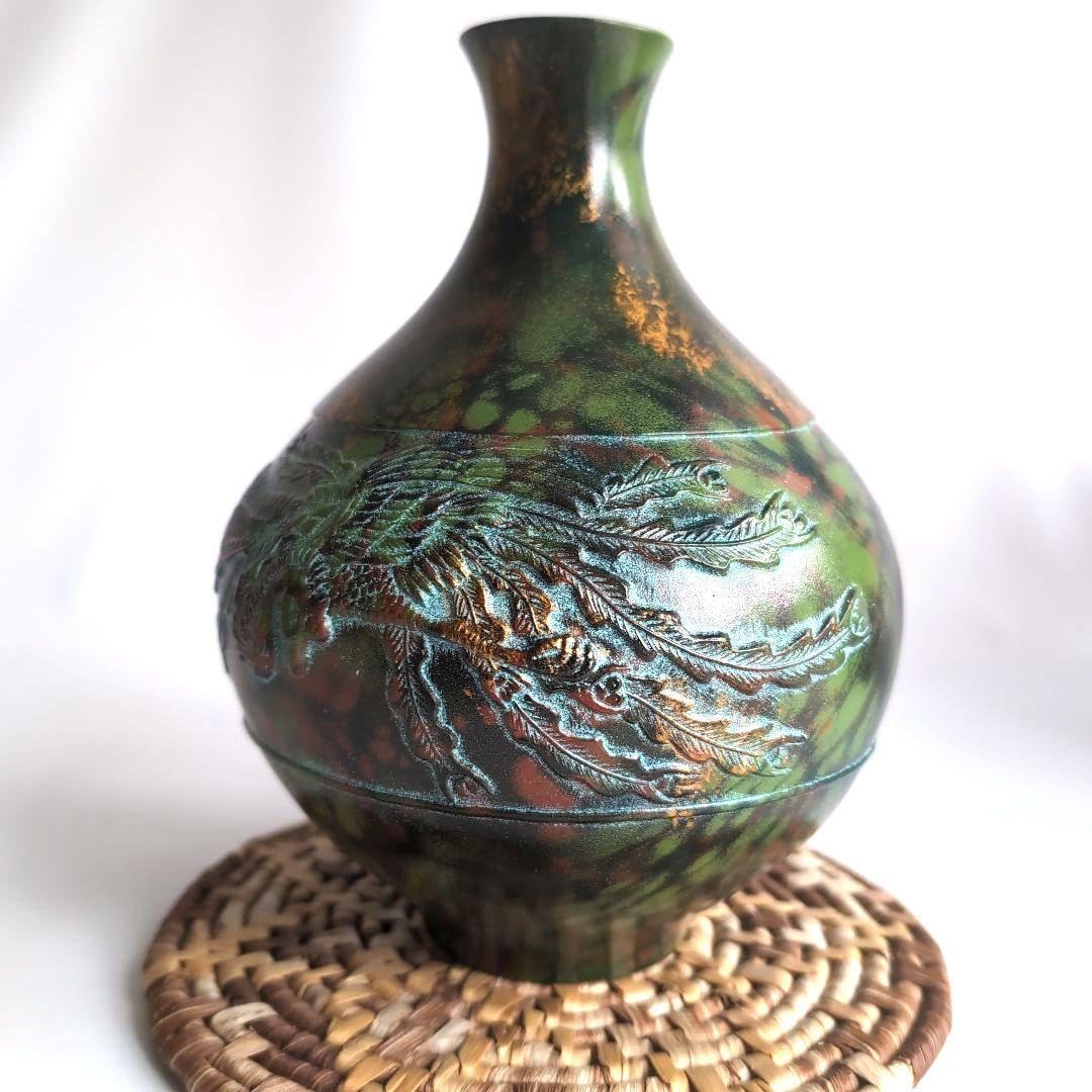 Takaoka Copperware Phoenix Retro Metal Urn Flower Vase Made in Japan