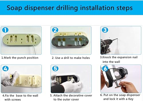 Miniatura 2 de No-Drill - Dispensador de jabón manual de cabezal de presión manual de 16.9 fl oz, dispensador de jabón para ducha y champú líquido con recipiente