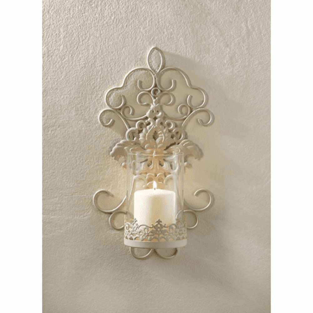 Accent Plus 57073471 Romantic LACE Candle Sconce, White