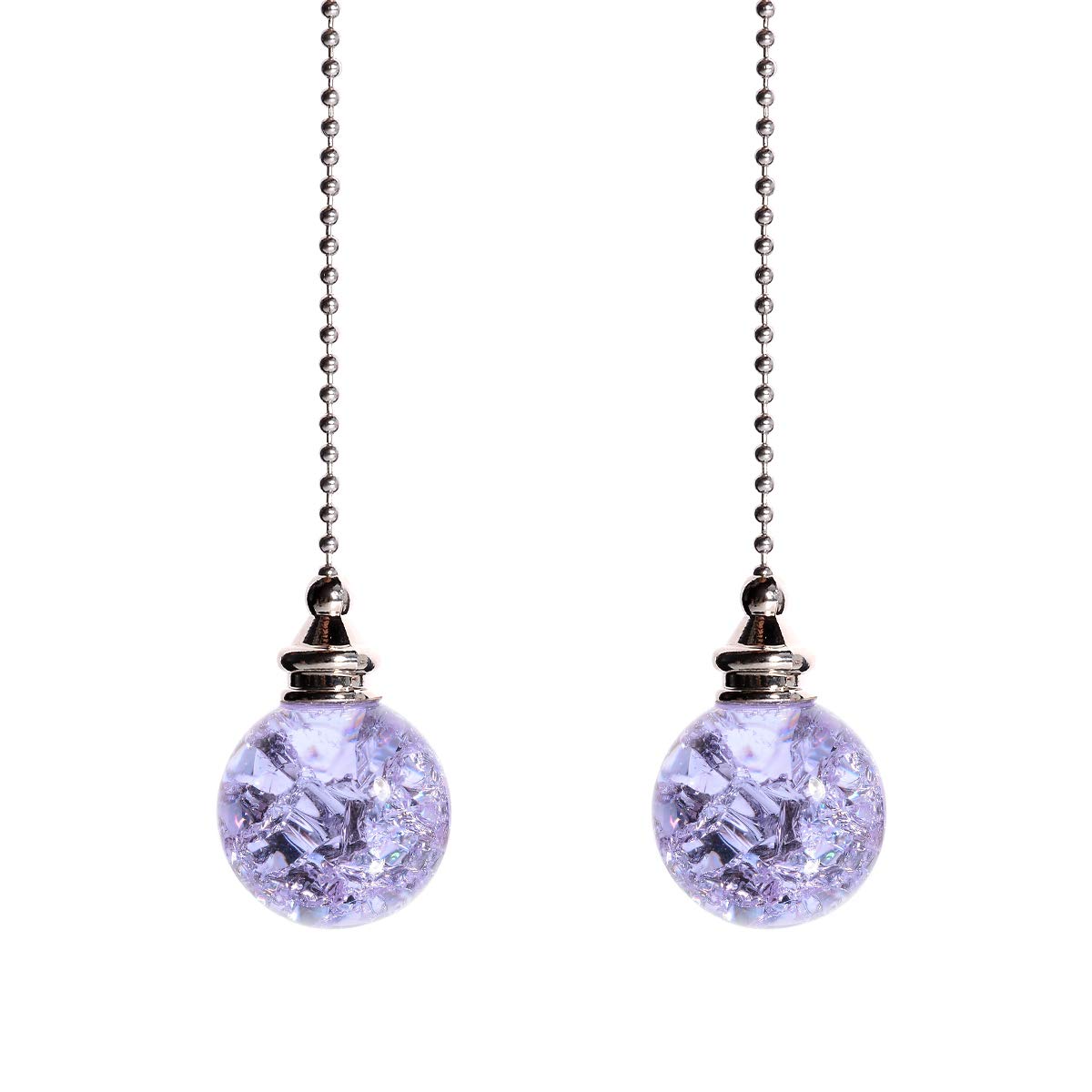 Longsheng Purple Crystal Ice Crack Ball Blind Cord Chandelier Handle Pull Chain Extension With Connector For Ceiling Light Fan Chain With Color(Pack Of 2)