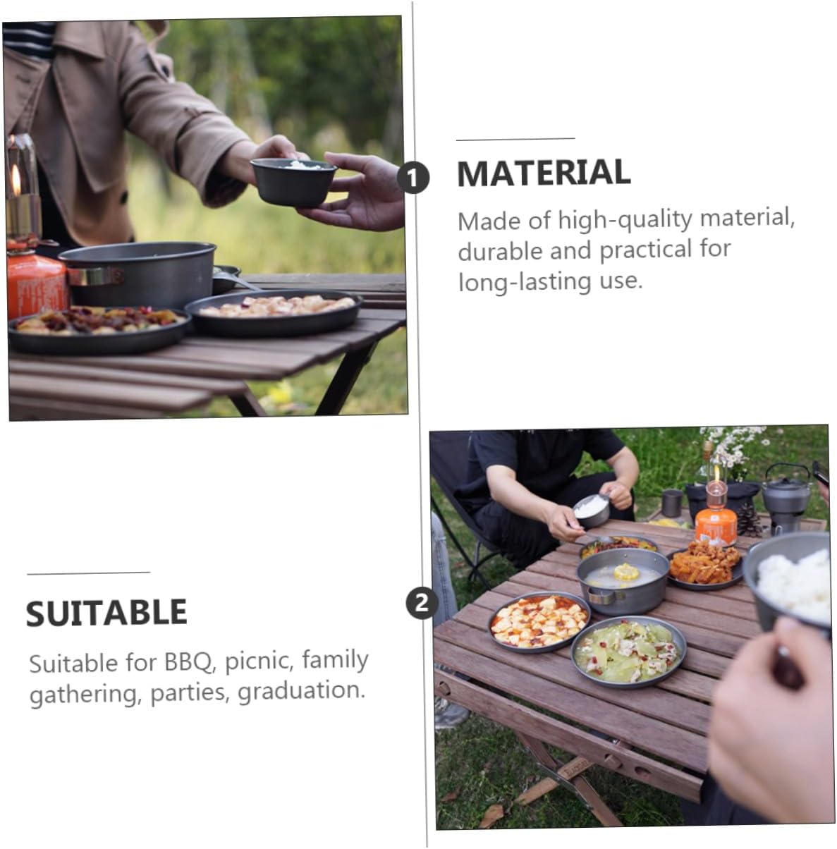 Portable Stainless Steel Bbq Plate and Snack Tray for Camping Outdoor Picnic Travel Food Serving