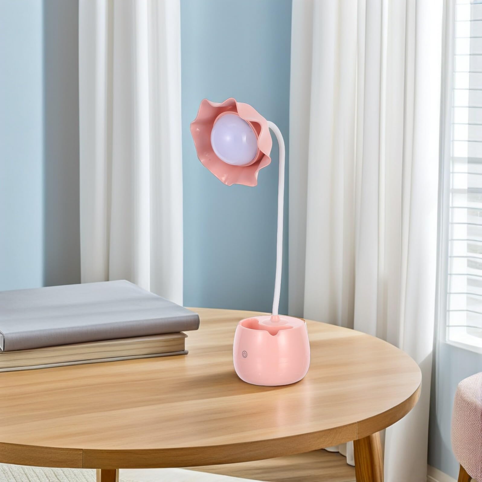 DOITOOL Lampe de Bureau LED Porte-stylo Touch Dimmable Design Floral Style Créatif pour Bureau et Étude