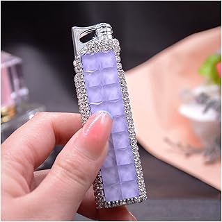 Isqueiro de maçarico de butano, isqueiro recarregável à prova de vento, mini isqueiro com strass, para cigarros, velas, presentes para mulheres (gás não incluído) (Color : G)