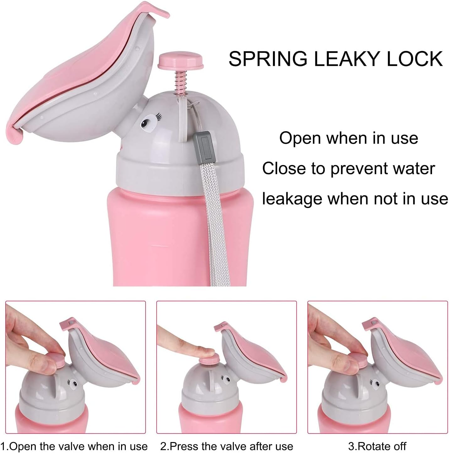 Portable Baby Potty for Girls Emergency Urinal Toilet Hygienic Child Travel Potty Anti-Leakage Kids Pee Training Cup Urination Container Bottle Pink for Car Travelling Outside Toilet - Image 3