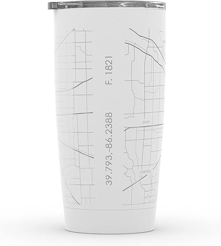 Vista 146 de Well Told Vaso de café aislado con diseño de mapa de Nueva York grabado, taza de acero inoxidable grabada (20 onzas, negro) con aislamiento de mapa