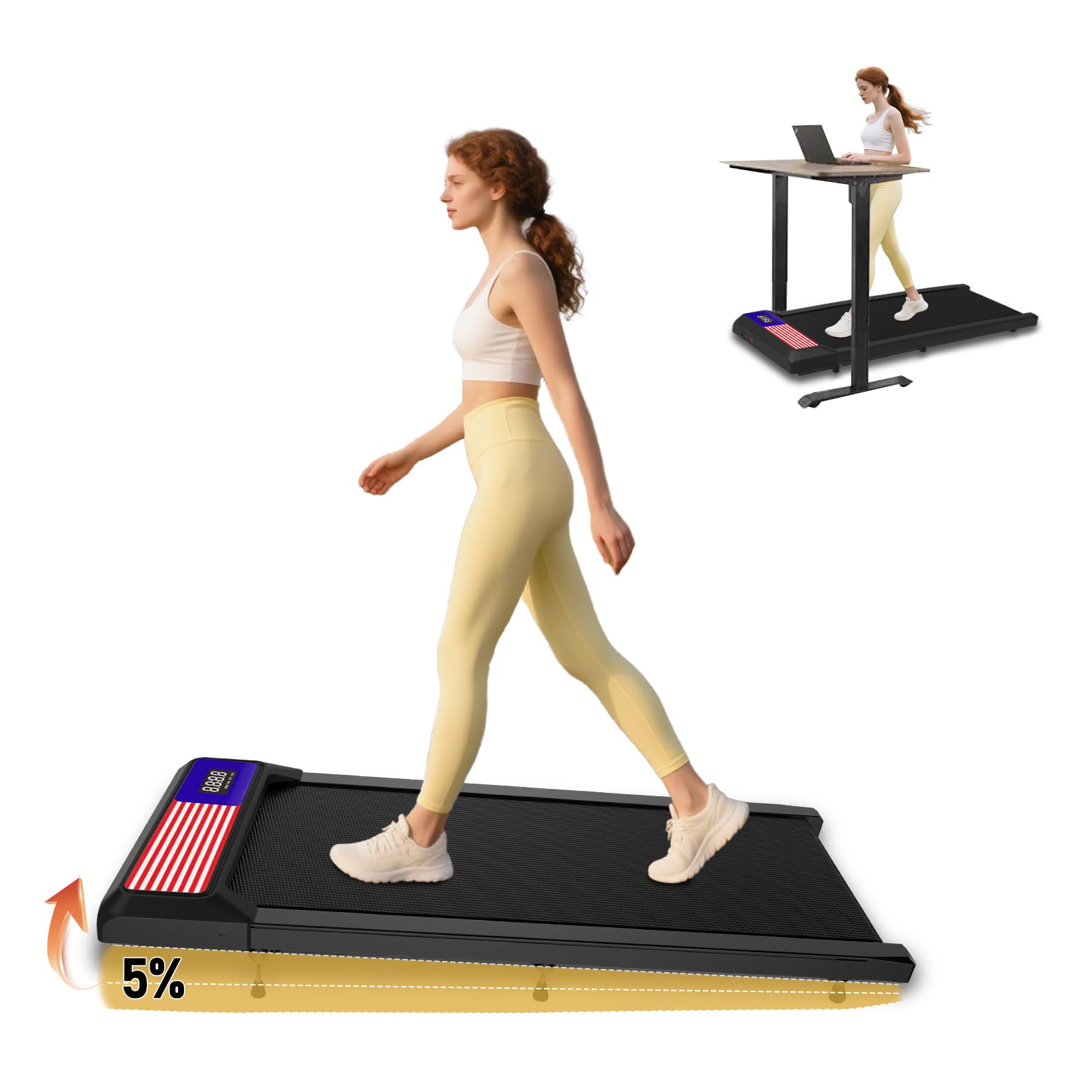 UPREIGN 3 in 1 Treadmill and Walking Pad, Treadmills for Home/Office with Incline, Remote Control and LED Display