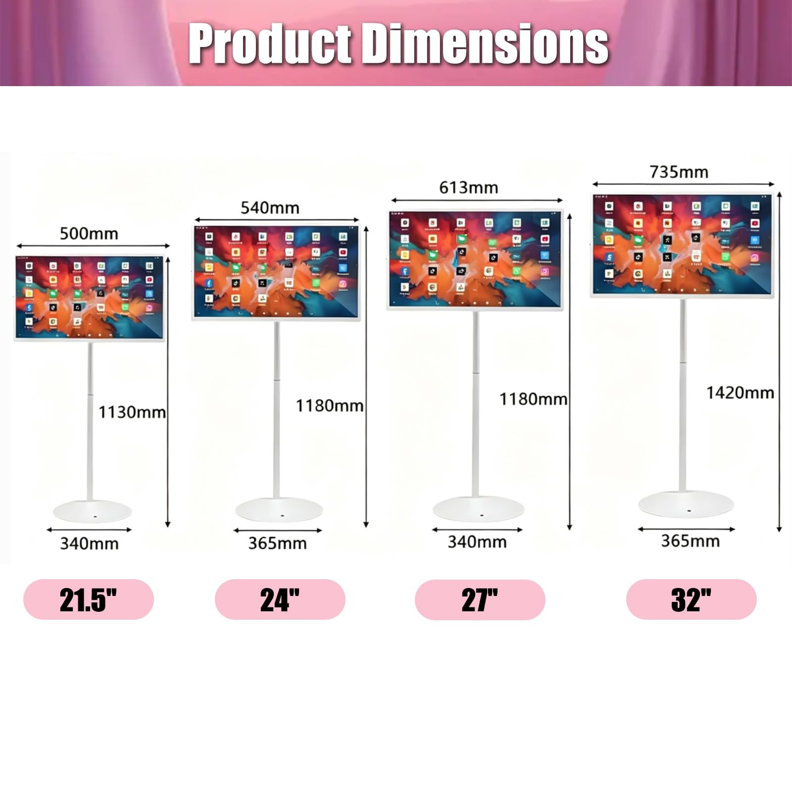 TV Portatile Intelligente 21.5/24/27/32 Pollici, con Batteria ad Alta capacità, Telecamera HD e Bluetooth, Operativo Android, 4GB+64GB/8GB+128GB, Schermo Touch(32inches,8GB+128GB)