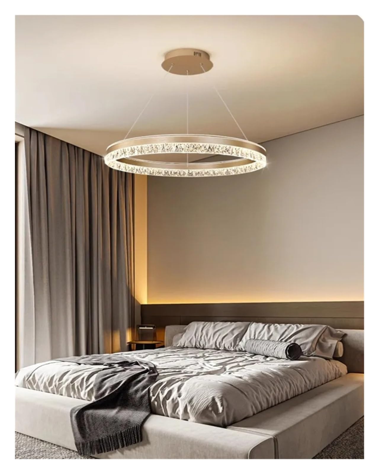 KXEcoLife Modern LED en Round Chandelier Italian Style Luxury Living Room Indoor Light Home Ring Lighting Lustre Hanging Lamp Fixtures