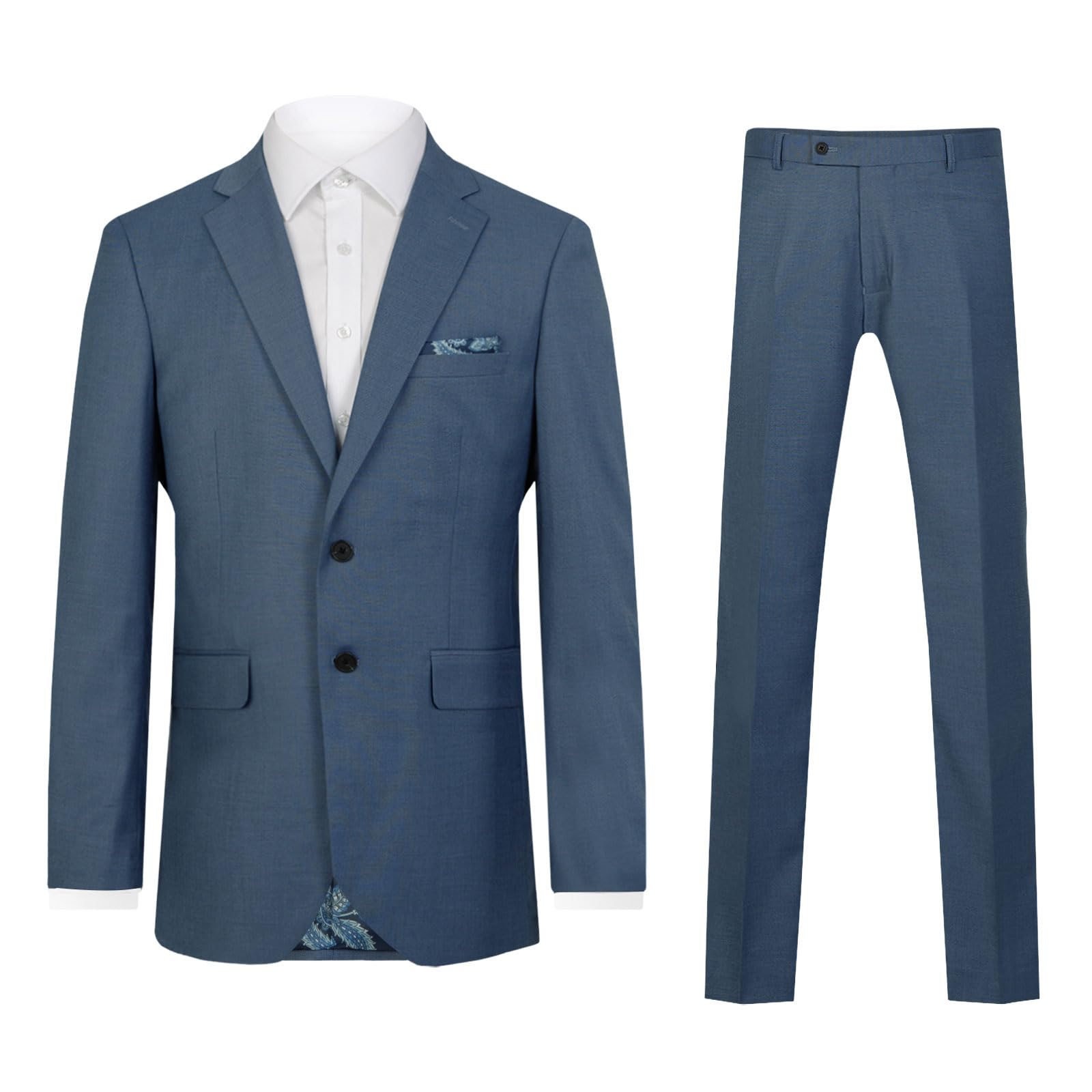 Dobell Mens Blue Sharkskin 2 Piece Suit Regular Fit (54R Jacket with 48R Trousers)