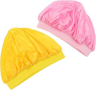 ADOCARN 2 Pçs Toucas Para Dormir Toucas De Cetim Gorros Largos Gorros Elásticos Simples Gorros Encaracolados Flexíveis Respiráveis Cabeça Meninas Crianças Não Reutilizáveis Banho