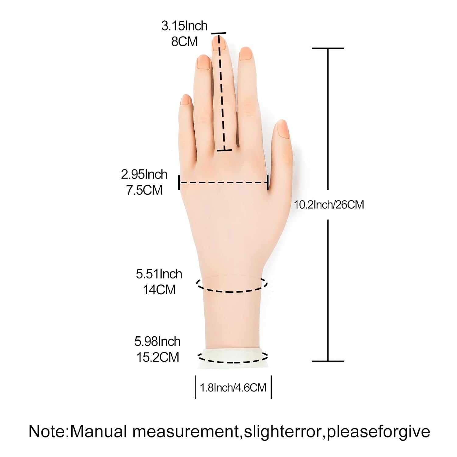 Realistic Silicone Female Prosthetic Hand Model, Nail Practice Prosthetic Hand Model, Bendable Hand Model, Jewelry Ring Bracelet Display Props (right)