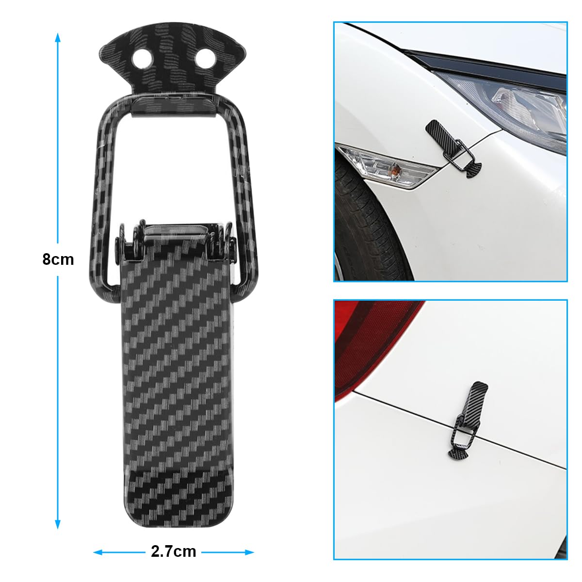 JNNJ Fermaglio per Paraurti Automatico, Clip Blocco Gancio Paraurti Auto, Sgancio Rapido Paraurti Portelloni, Automotive Universale Esterni Accessori Decorativi Veicolo Bagagliaio(Motivo Carbonio)