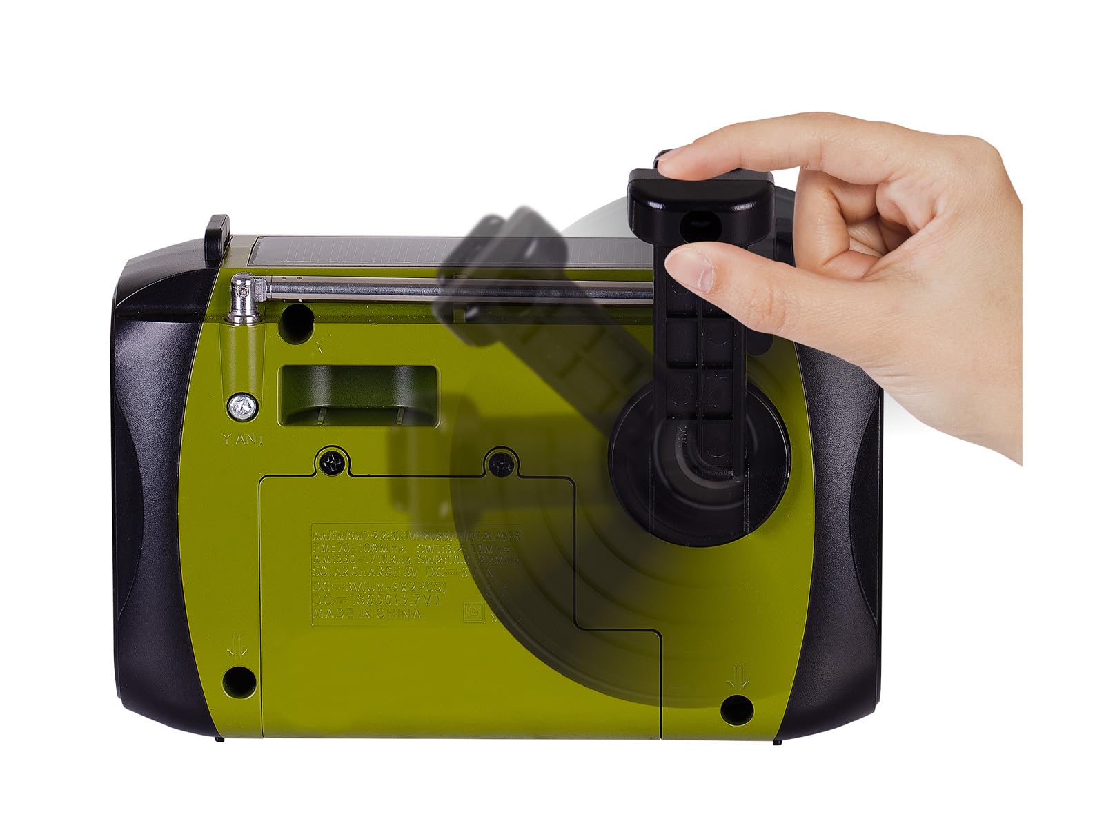 Trevi RA 7F30 BT Radio portátil multibanda FM/Am/SW con Reproductor MP3 inalámbrico, función Power Bank y Linterna LED, Carga Solar, con Dinamo o USB-C, Ideal para emergencias, Camping, Viajes, Verde