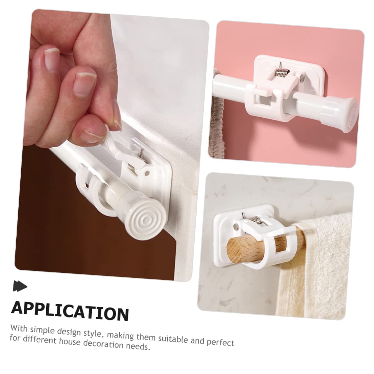 GARVALON 24pezzi Supporti per Bastoni delle Tende Ganci Adesivi Resistenti per Tende da Bagno e Teli Facile Installazione