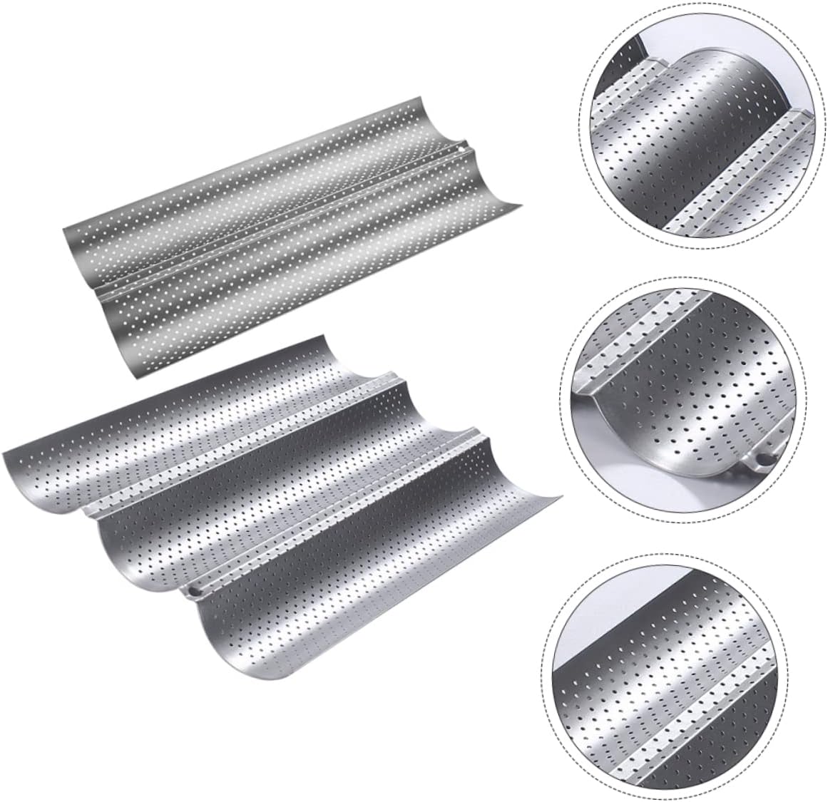 LIFKOME 2pcs Bread Shop Wave Baking Tray French Bread Molds Heavy Duty Nonstick Coating Oven Baking Dishes