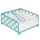 Blue Donuts Lattice Collection Napkin Holder – Napkin Holders for Tables, Dining Table Napkin Holders for Kitchen, Flat Napkin Holder, Turquoise