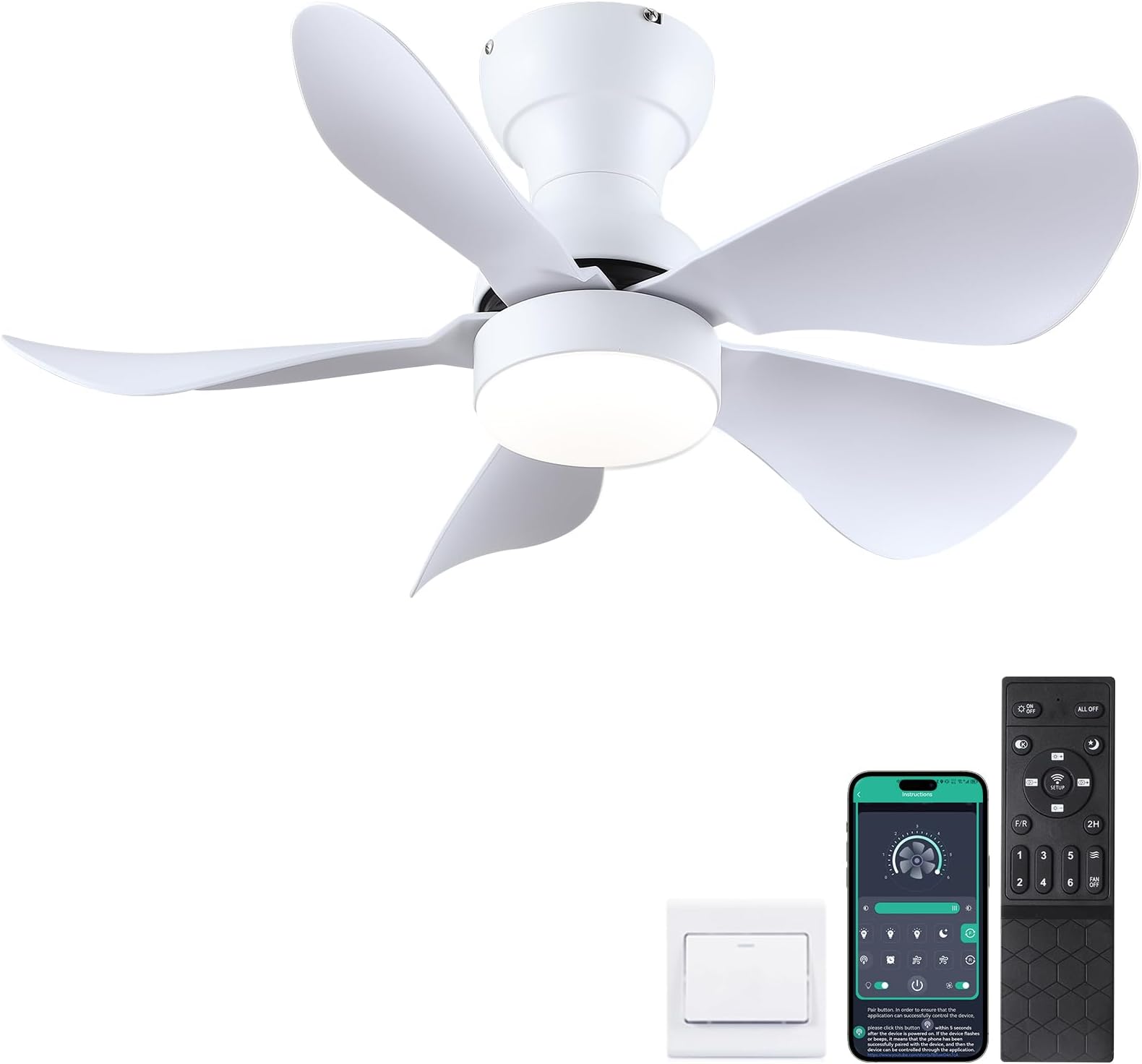 Ventilateur De Plafond Faro Barcelona Tonic 152cm Avec LED Et Télécommande – Blanc