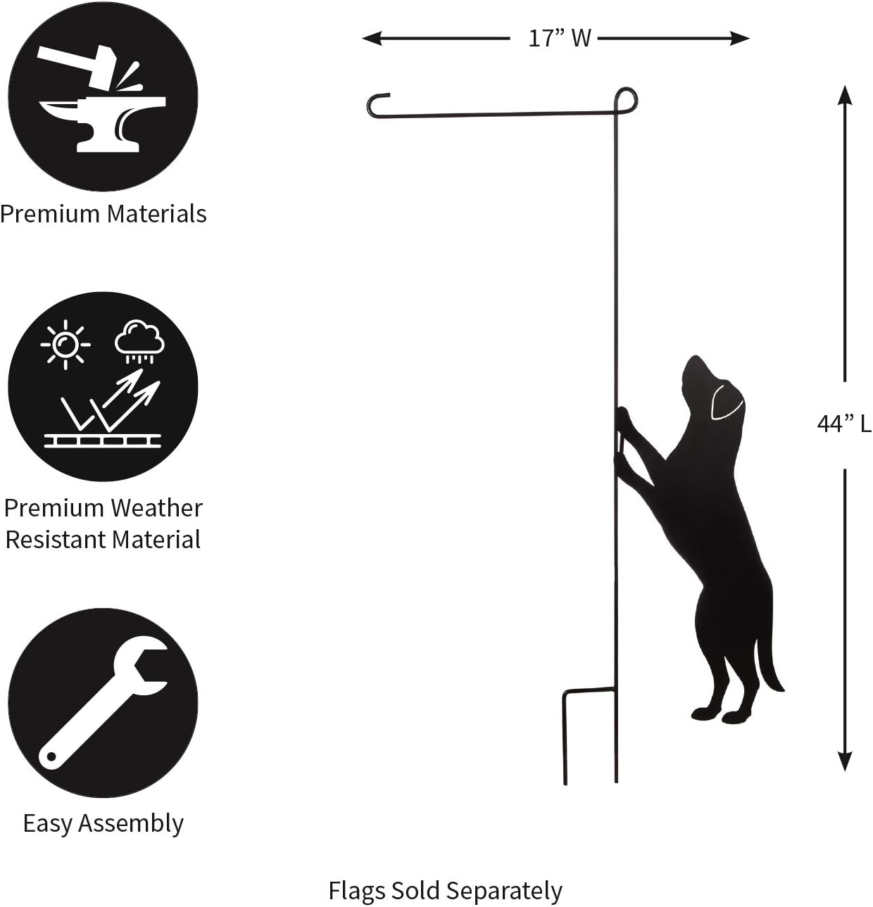 Evergreen Flag Laser Cut Dog Shaped Garden Flag Stand 44"x17"