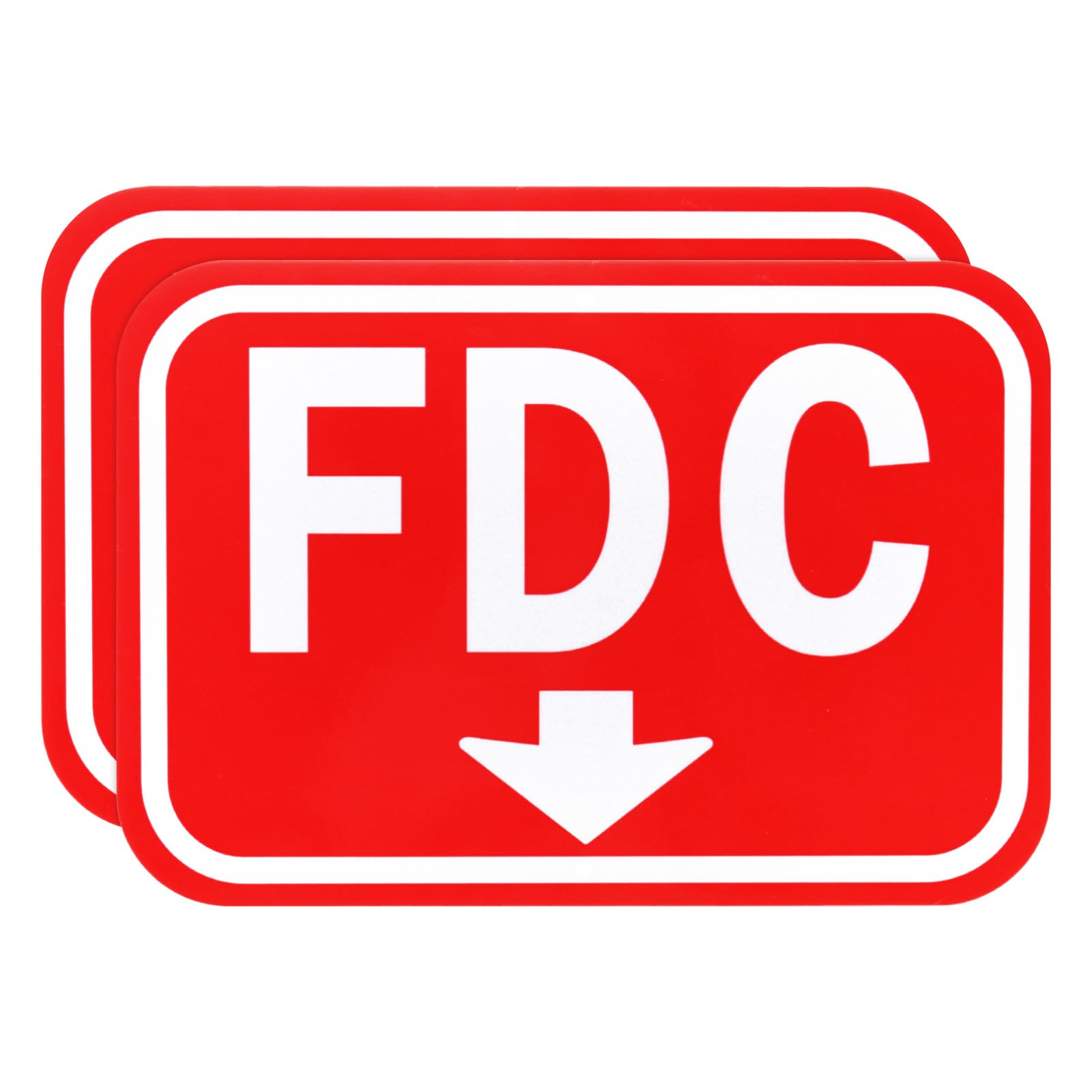 M METERXITY 2-Pack FDC Sign, 9.8" x 6.7" (L x W) Aluminum Metal Sign for Fire Department Connection [White on Red