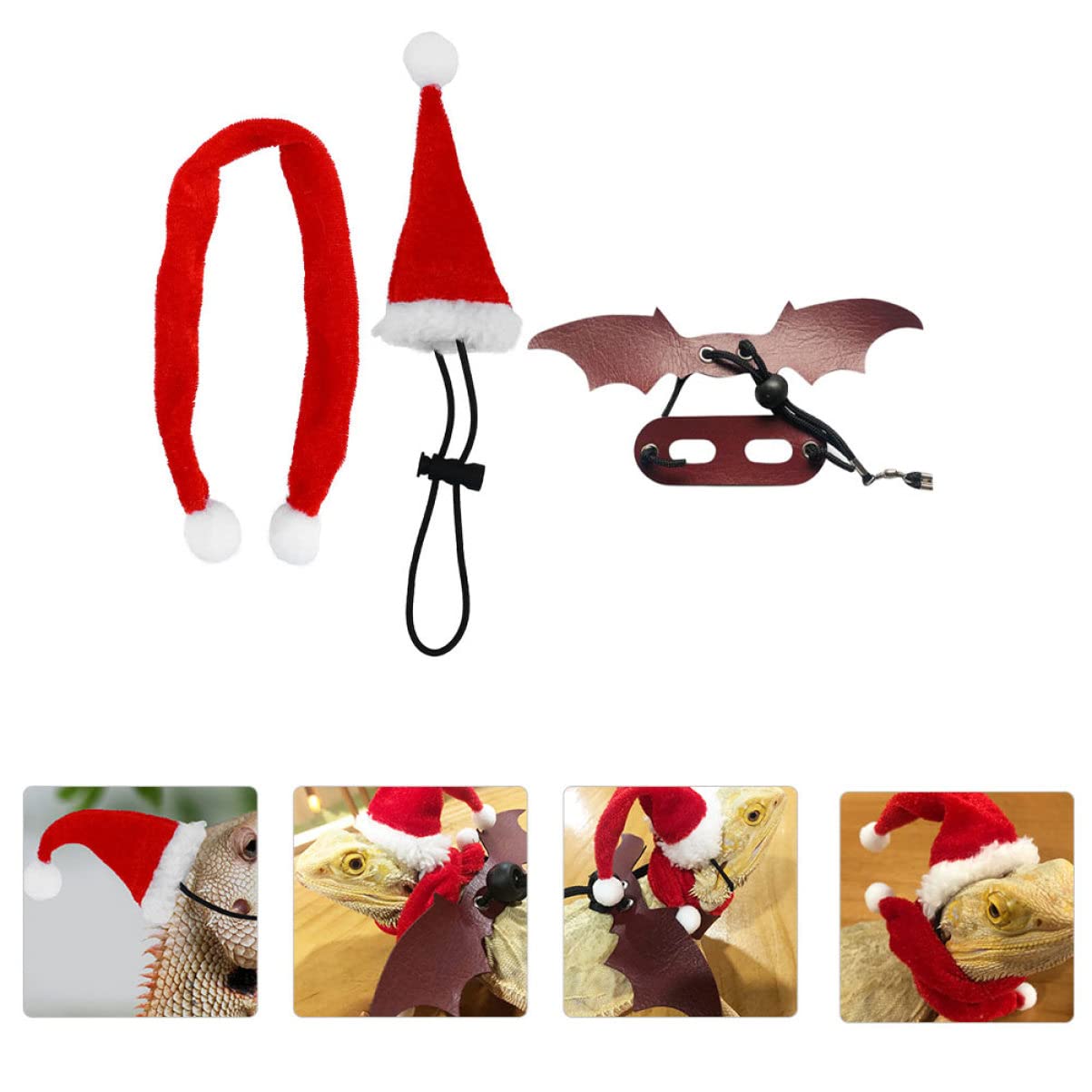 SUPVOX 5sets Accessori Per Rettili Guinzaglio Per Lucertole Cappello e Sciarpa Kit Per Festive e Decorazioni Domestici