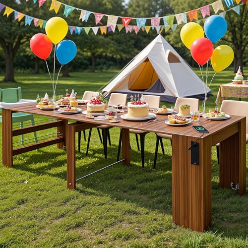 19.6"-118.1" Modern Extendable Dining Table with Built-in Outlet - image 6
