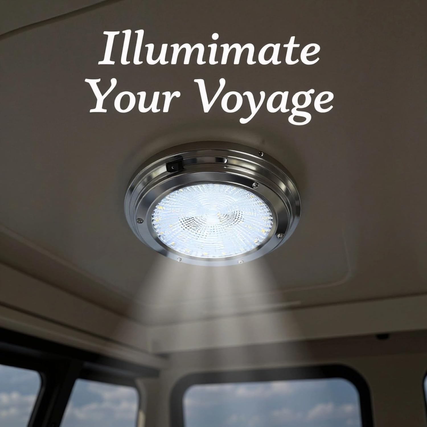 42 Led Marine Boat Dome Light, 5.5 in Stainless Steel 12/24V Boat Interior Light with Switch, Ip65 Waterproof Pc Lens Deck Light for Rv Yacht
