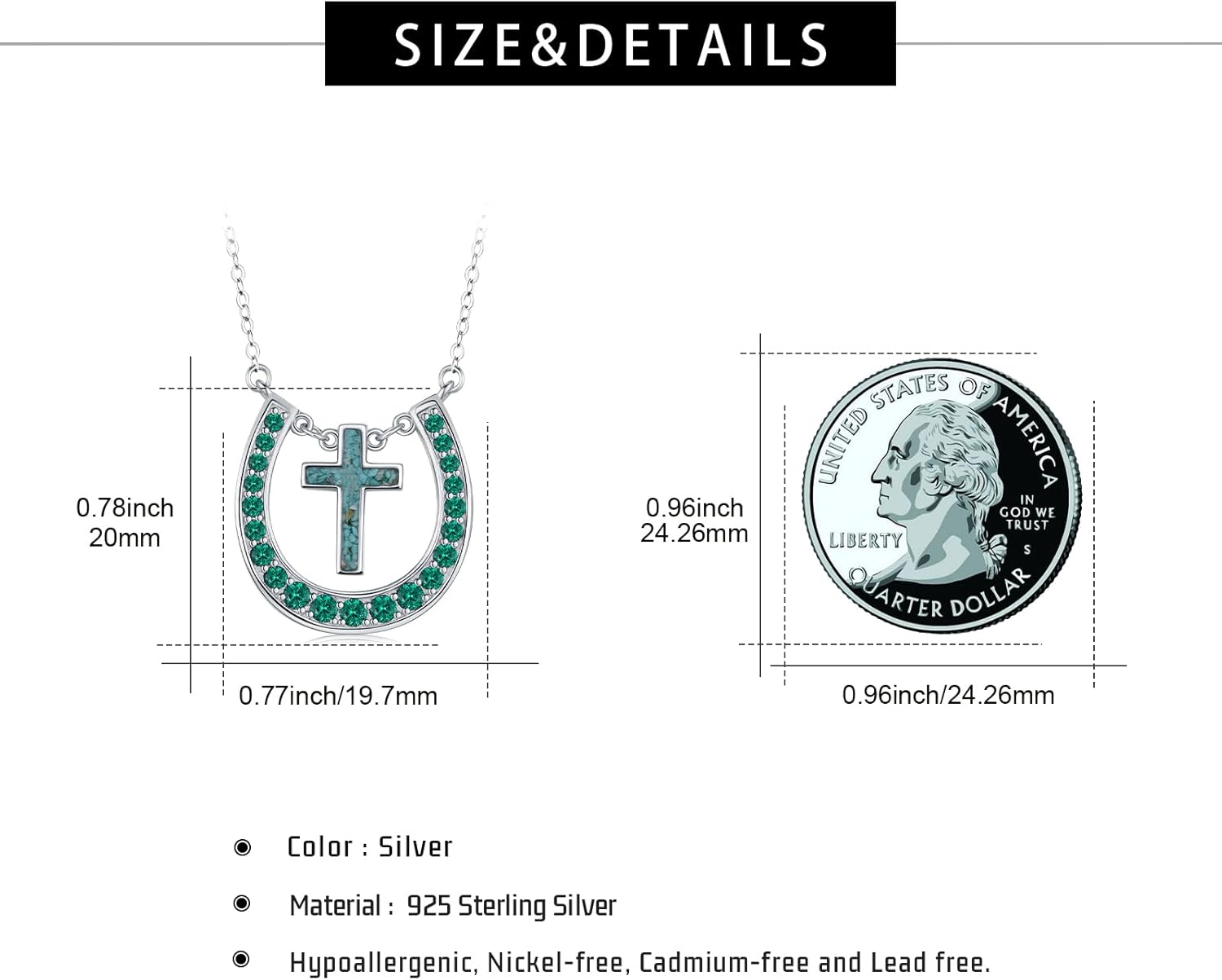 Western Necklace 925 Sterling Silver Turquoise Western Pendant Country Jewelry Gifts for Cowgirl Cowboy - Image 4