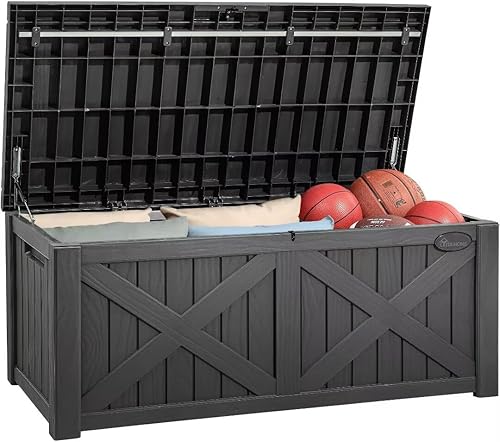 Vista 24 de Yitahome Caja de almacenamiento para exteriores de 30 galones, caja de almacenamiento para exteriores de resina impermeable para paquetes de entrega