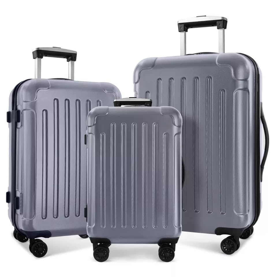 VcJta Lightweight Spinner Luggage Set, 3-Piece Hardside Trolley Case Set in 20
