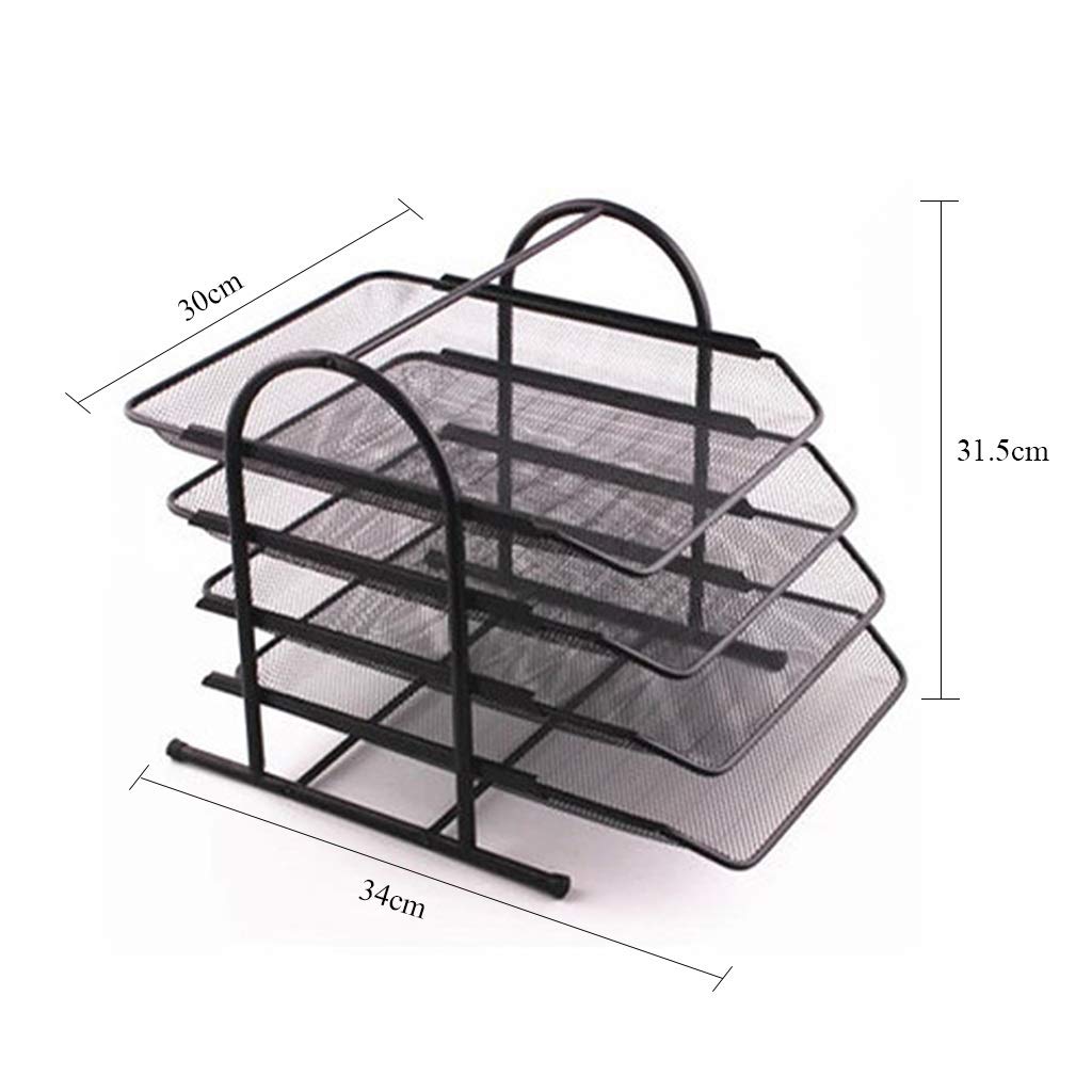 Stapelbarer Briefkorb aus Netzgewebe für die Schreibtischorganisation, Büro-Ablagekorb, Halter für A4-Dokumente, Briefpapier, Drahtgeflecht-Aufbewahrungsorganisator, Schwarz, 30 x 34 x 31,5