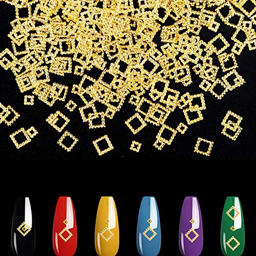Gukasxi 3D Nail Art Charms Nail Jewels Supplies 1000 Pcs Gold Metal Punk Square Rivet Gems Nail Art Jewels Decal 2 Sizes…