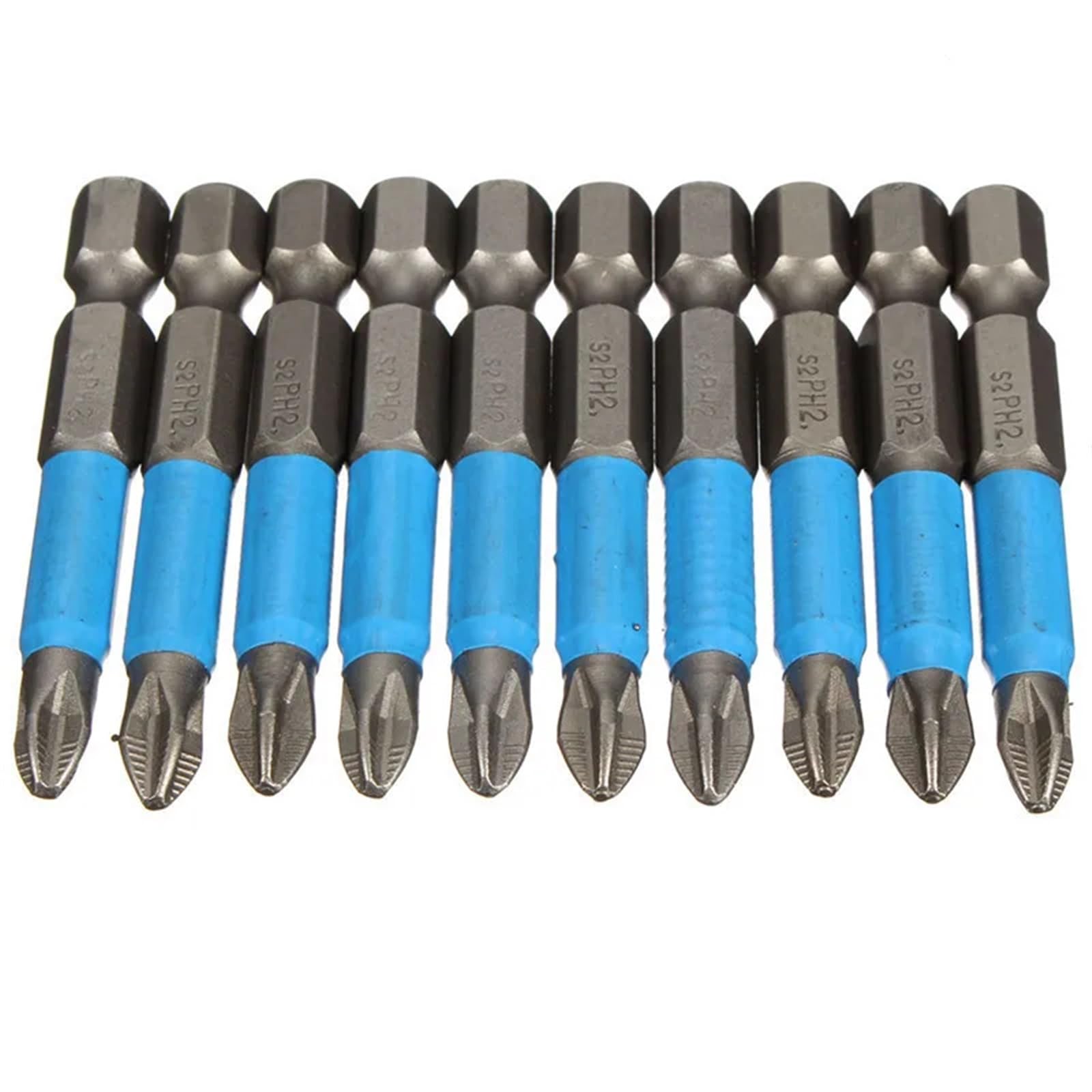 10 pz 50mm PH2 Antiscivolo Punta for cacciavite Magnetico 1/4 "Codolo Esagonale Phillips Punta a Croce cacciavite Punta da Trapano utensile Elettrico