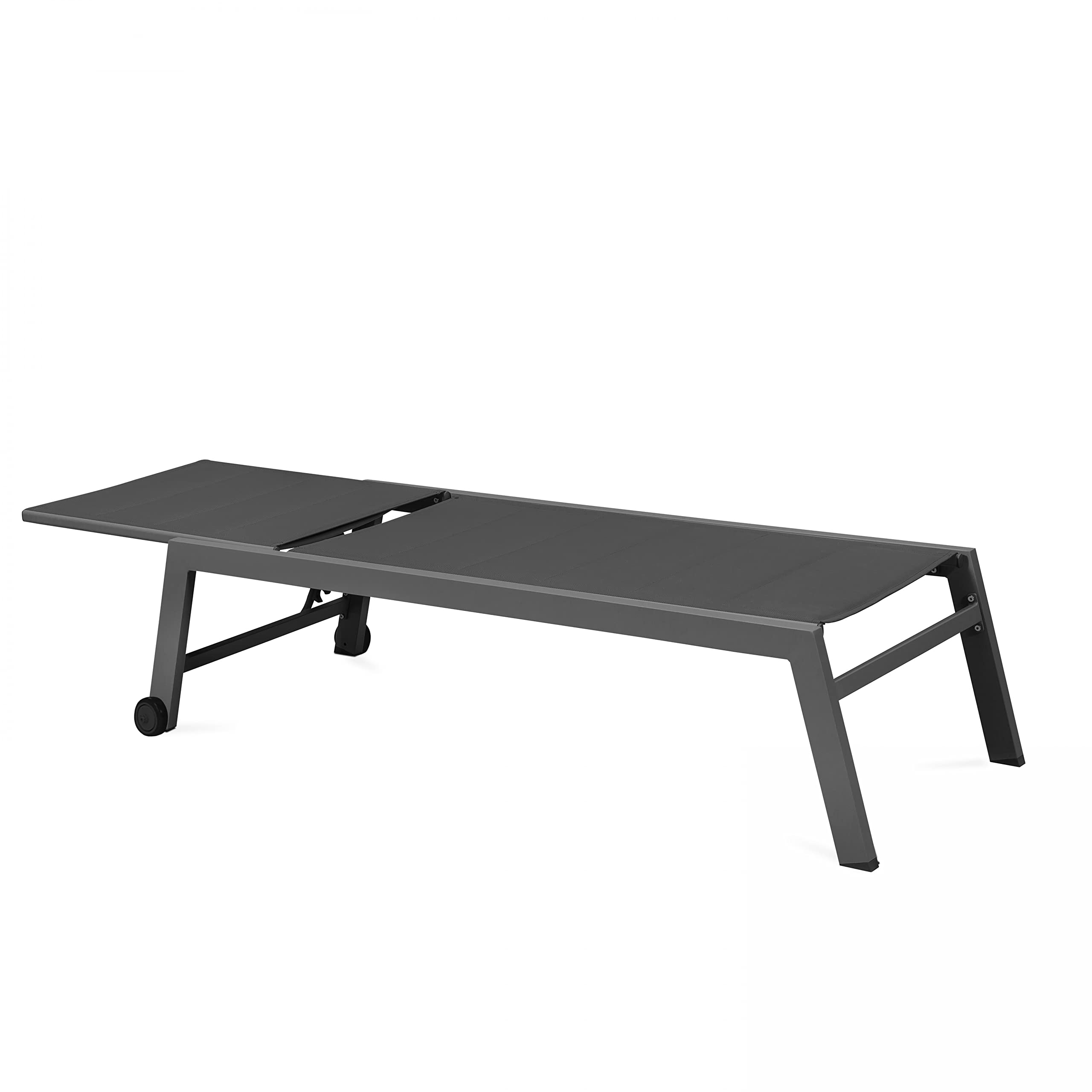 Set Di 2 Lettini Pieghevoli Oviala Santiago – Struttura In Alluminio, Seduta In Textilene – Antracite – 4 Posizioni Schienale - 2