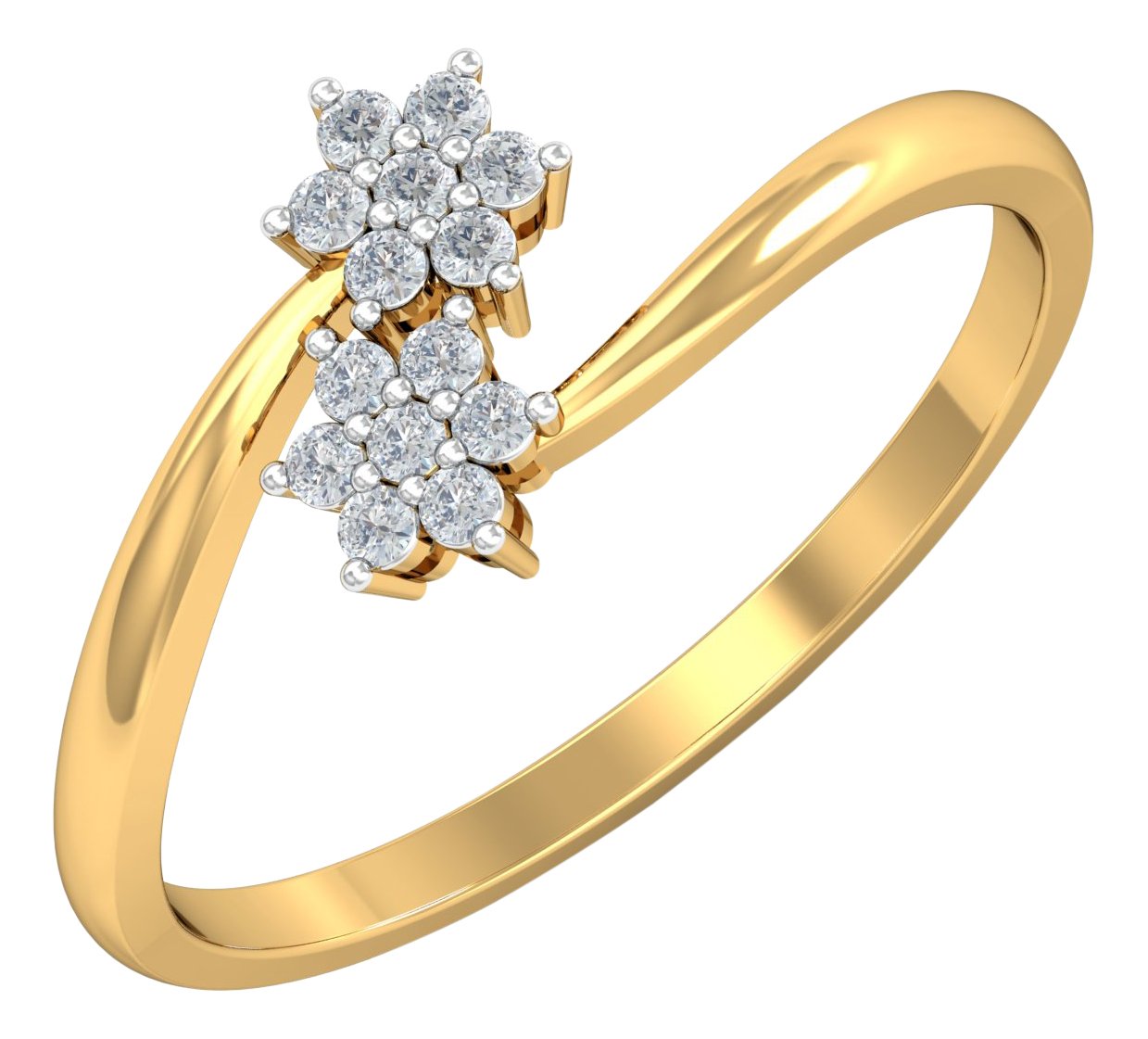 kuberbox 14KT Yellow Gold Roslin Bloom Ring for Women-picture-13
