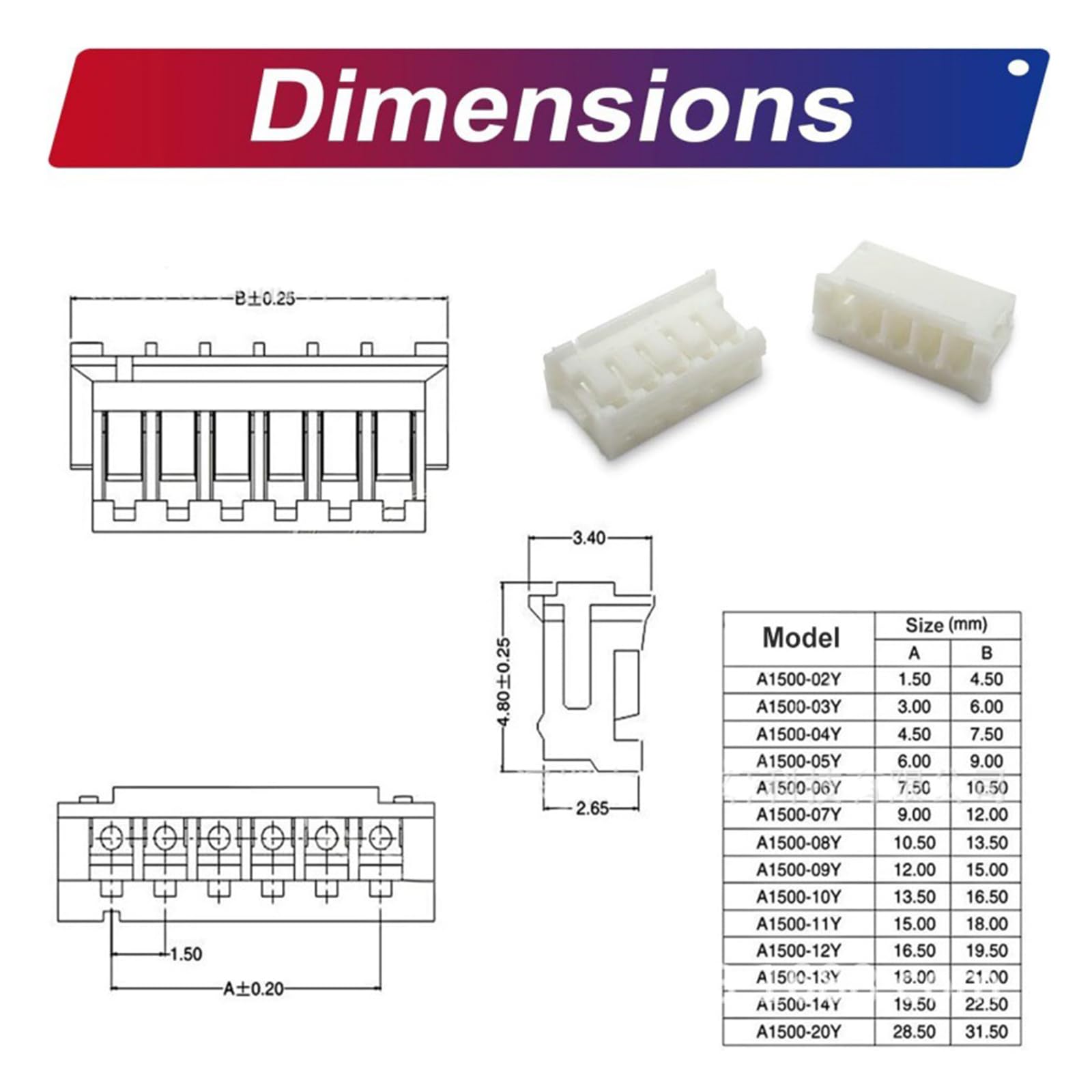 LeHang Kit de connecteur JST ZH 1,5 mm avec câble pré - serti 28awg, Pas de 1.5 mm 2/3 / 4/5 / 6/7 / 8/9 / 10 Broches logement JST Adaptateur
