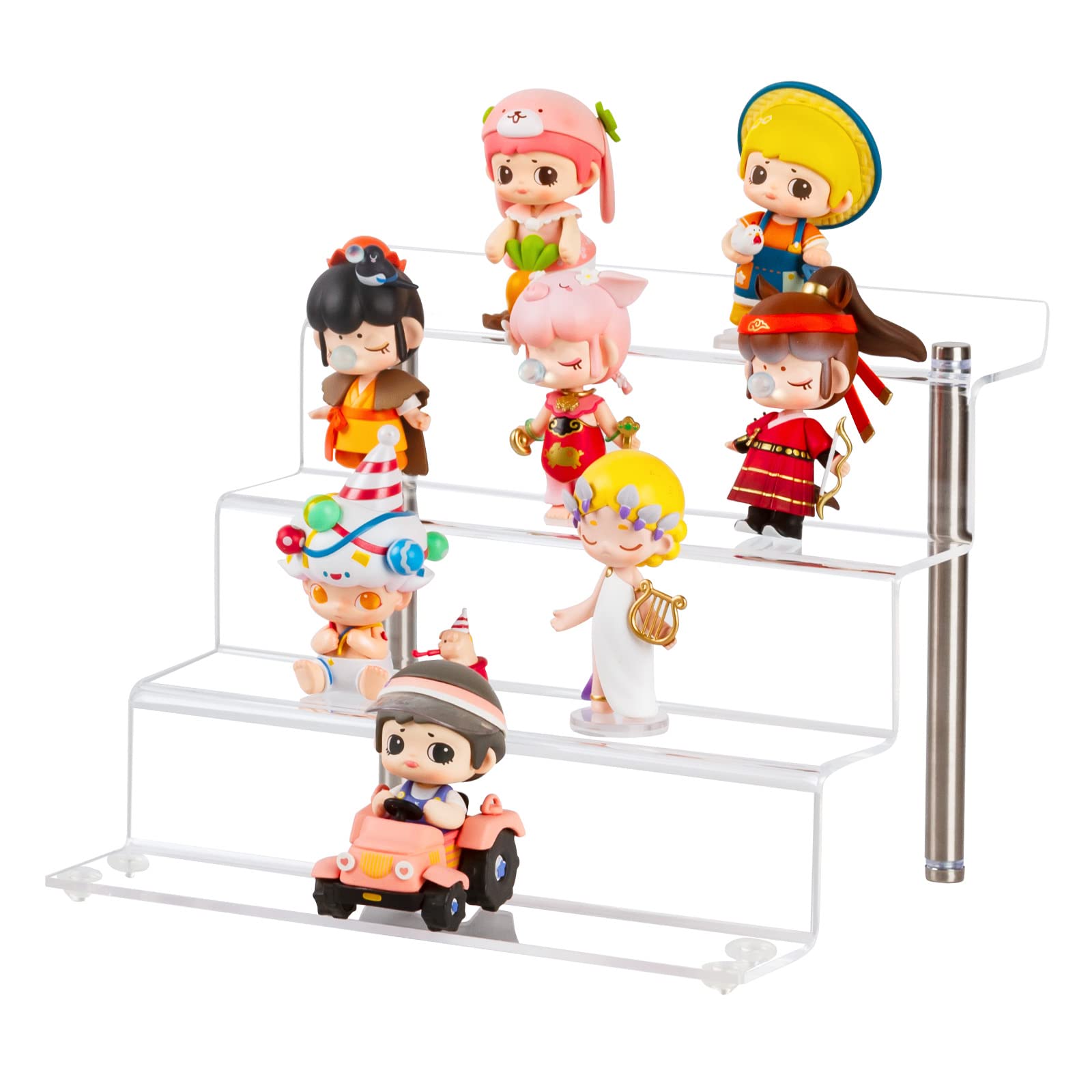 Présentoir en acrylique pour figurines Pops, présentoir à 4 niveaux pour parfums, desserts pour fête, présentoir transparent pour décoration et organisateur – 22,9 x 15,2 cm